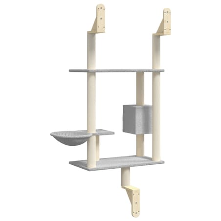vidaXL Ścienne drzewko dla kota z drapakiem, jasnoszare, 153 cm