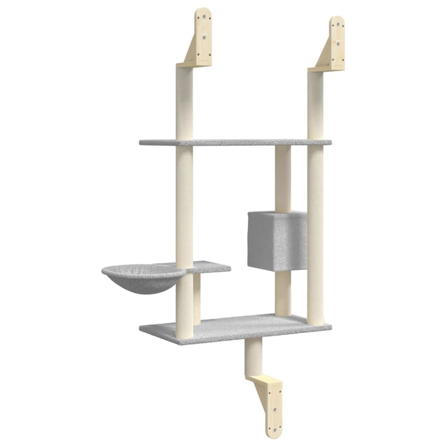 vidaXL Ścienne drzewko dla kota z drapakiem, jasnoszare, 153 cm