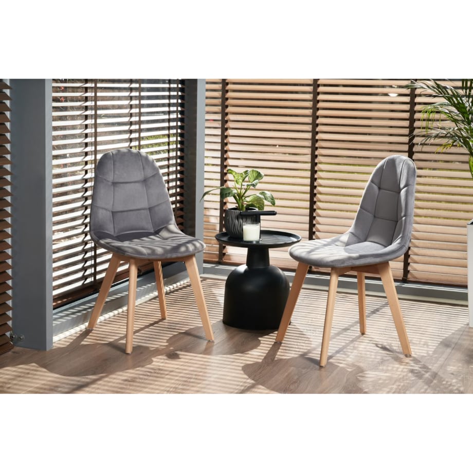 KRZESŁO skandynawskie TAPICEROWANE pikowane do kuchni salonu jadalni szare