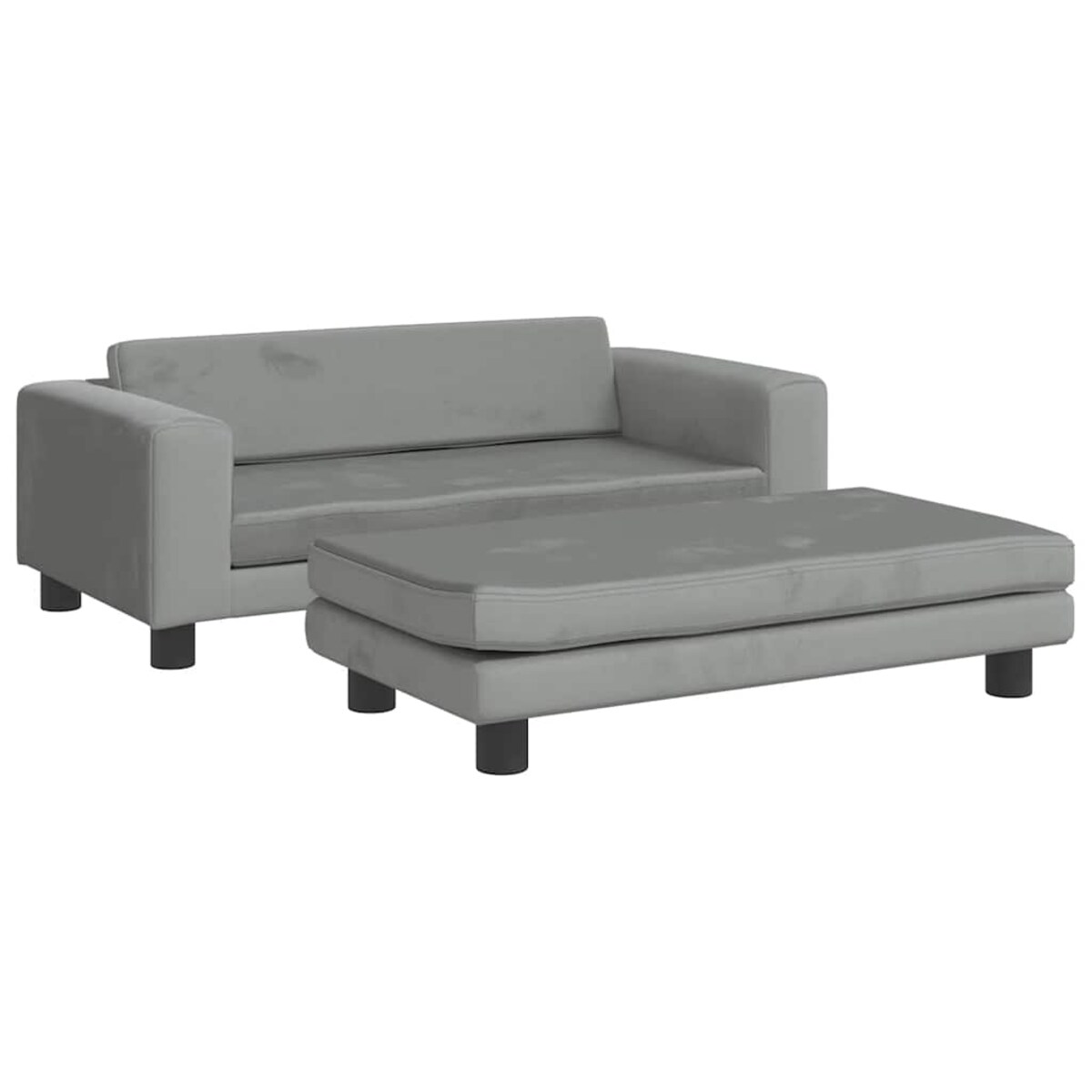 vidaXL Sofa dziecięca z podnóżkiem, jasnoszara, 100x50x30 cm, aksamit