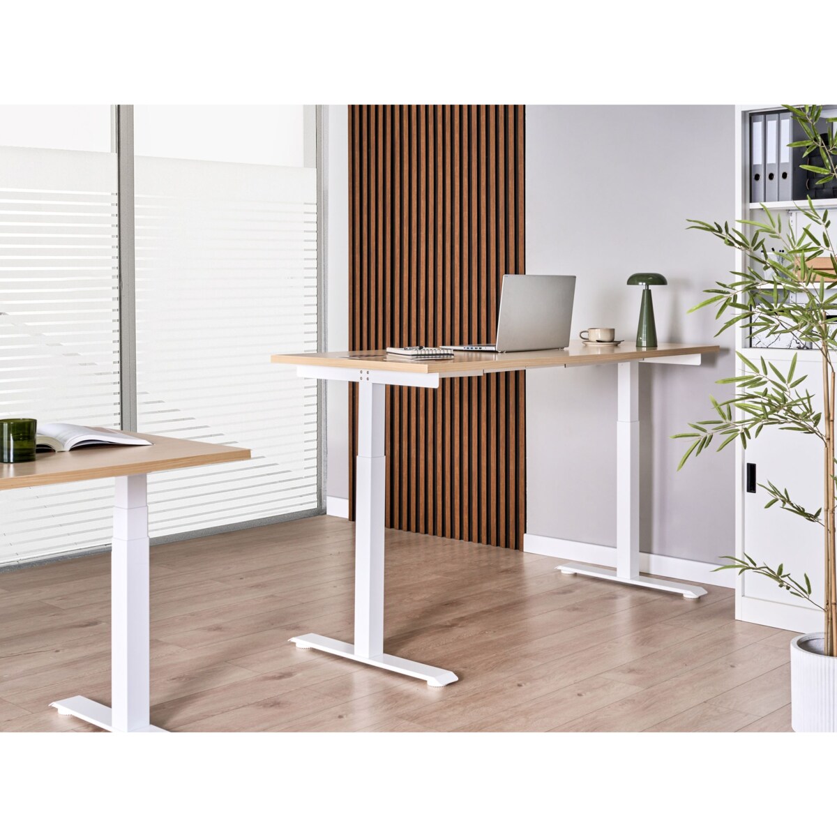 Biurko regulowane elektrycznie DESTINES Jasny brąz/ biały 160 cm 72 cm