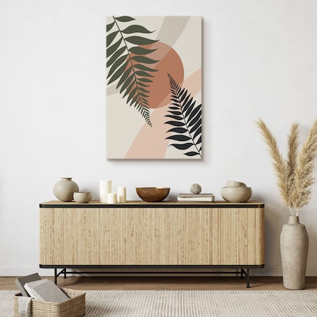 Obraz Palma Zachód Słońca Liście 30x40cm