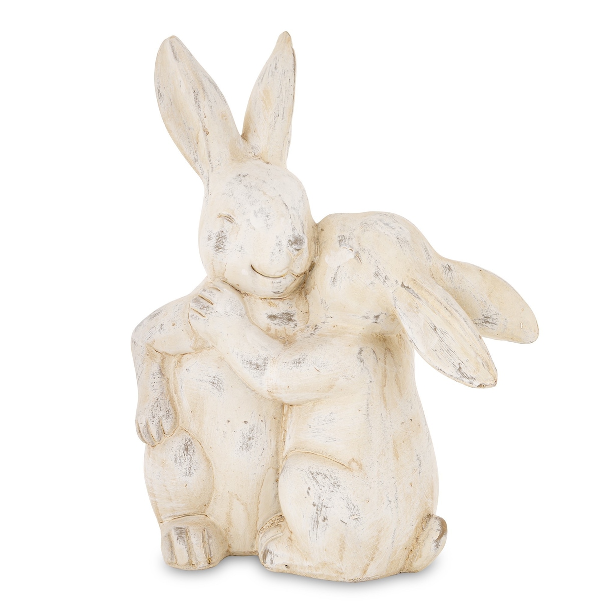 Dekoracja - beżowe cementowe króliki 24x19,5x10 cm ALBIA z synkiem