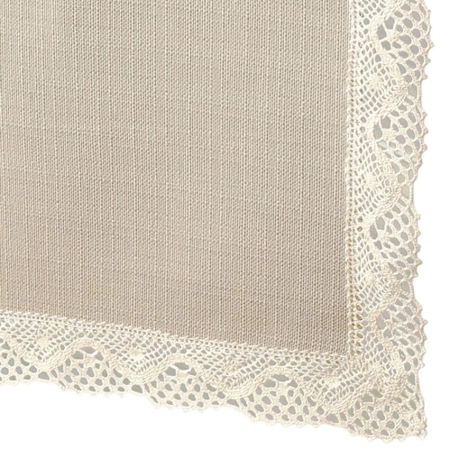 Bieżnik plamoodporny P130 cappucino z koronką K205 ecru - 40x220 cm - beżowy