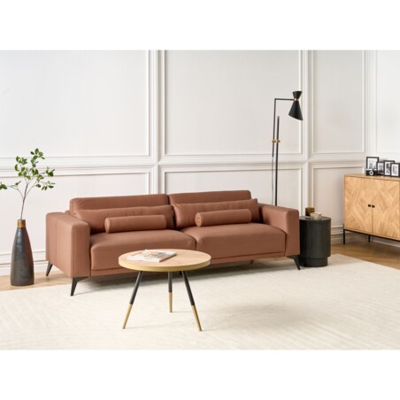 Sofa 3-osobowa ekoskóra brązowa ANGE