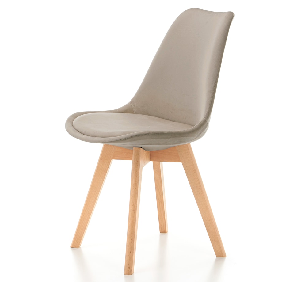 Krzesło skandynawskie z poduszką welurowe DUBLIN ciemnobeżowe