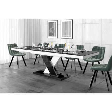 Stół XENON LUX 160(256)x89 czarny połysk/biały połysk mix rozkładany