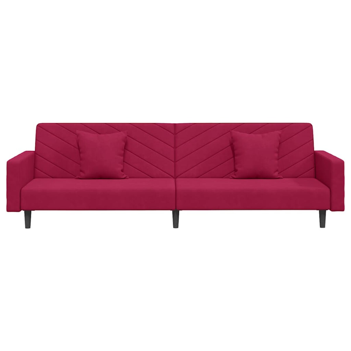 vidaXL 2-osobowa kanapa, 2 poduszki, czerwone wino, aksamitna