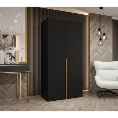 Szafa uchylna otwierana ALICANTE 1 100 wys. 202 cm Czarny + u. Złoty