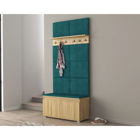 Szafka na buty z siedziskiem i wieszakiem SINGAPUR 100 dąb craft/zielony