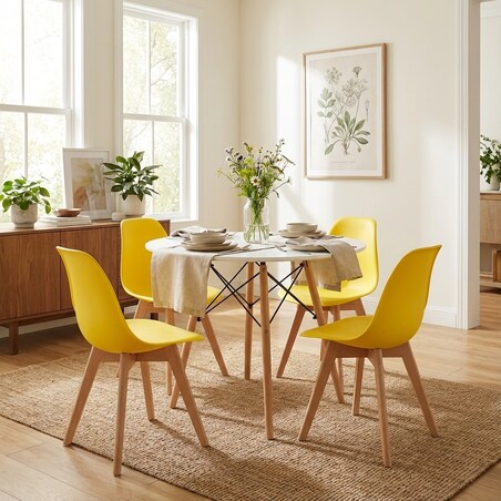 Krzesło do jadalni Kito Żółte, Nogi Naturalne 2 szt.