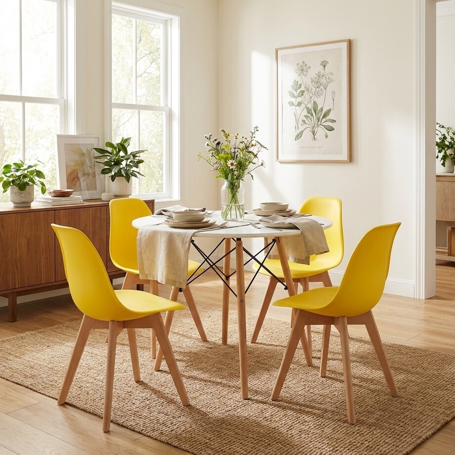 Krzesło do jadalni Kito Żółte, Nogi Naturalne 2 szt.