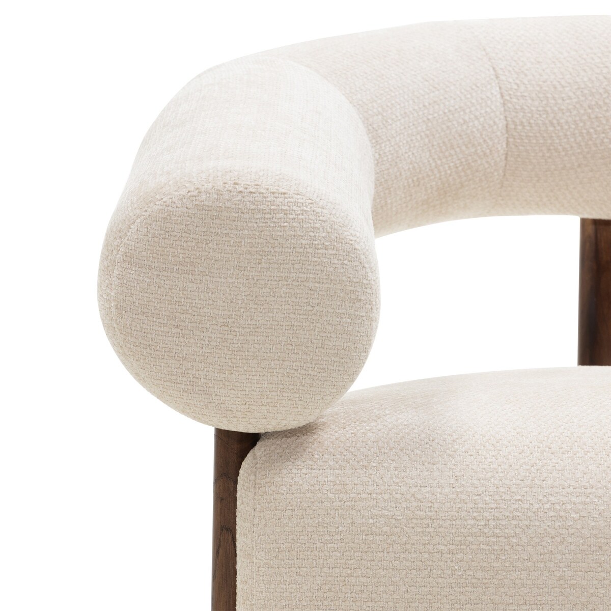 Fotel wypoczynkowy kremowy bouclé/dąb orzech Ilady