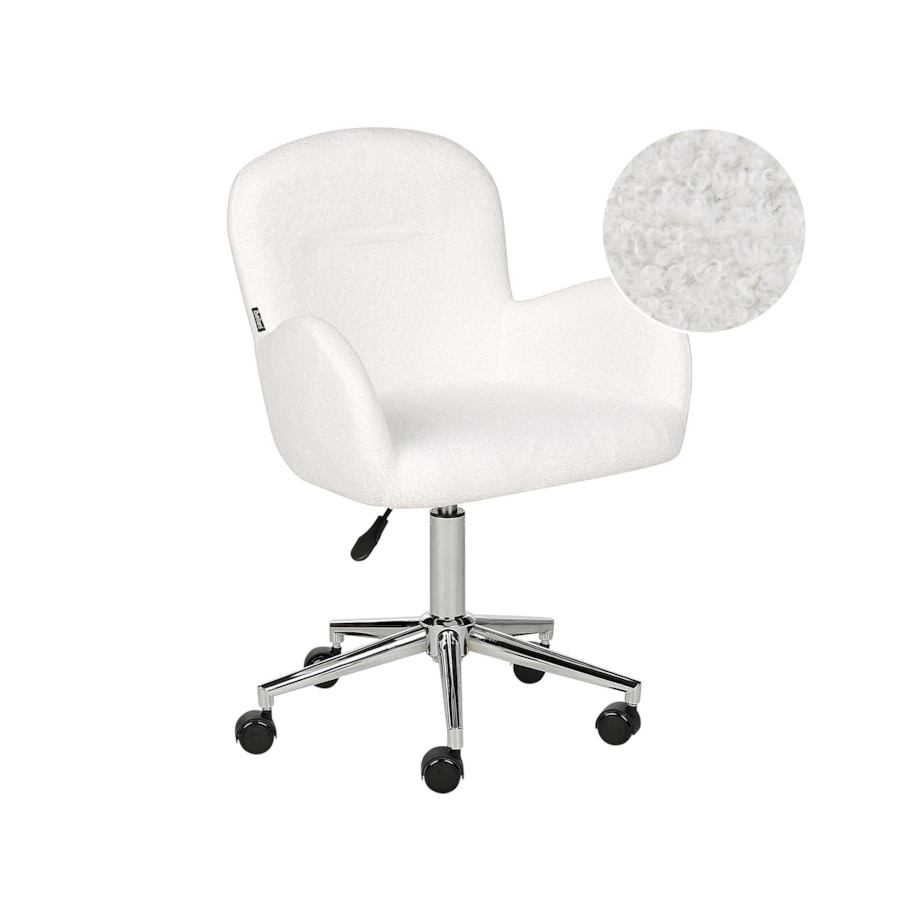 Krzesło biurowe regulowane boucle białe PRIDDY