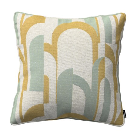 Poszewka Gabi na poduszkę 45x45 miętowo-żółte wzory na kremowym tle