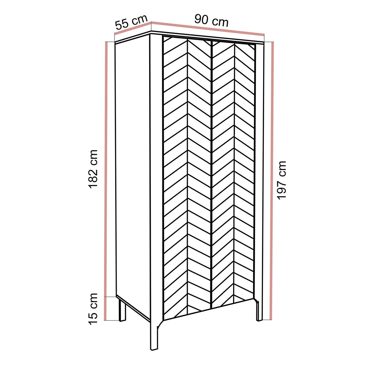 Dwudrzwiowa szafa LUMI 90 cm, czarna