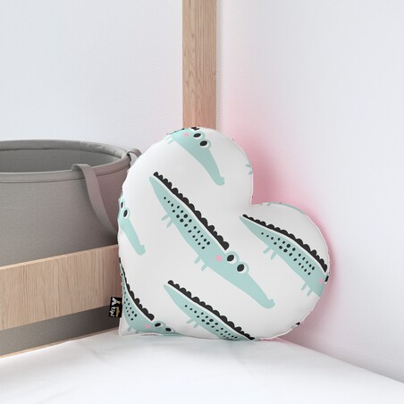 Poduszka Heart of Love z minky, ecru-zielony, 45x15x45cm, Magic Collection