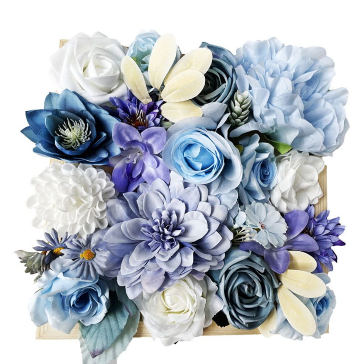 Kwiaty w ramce - ozdoba DIY - Kobaltowe błękity