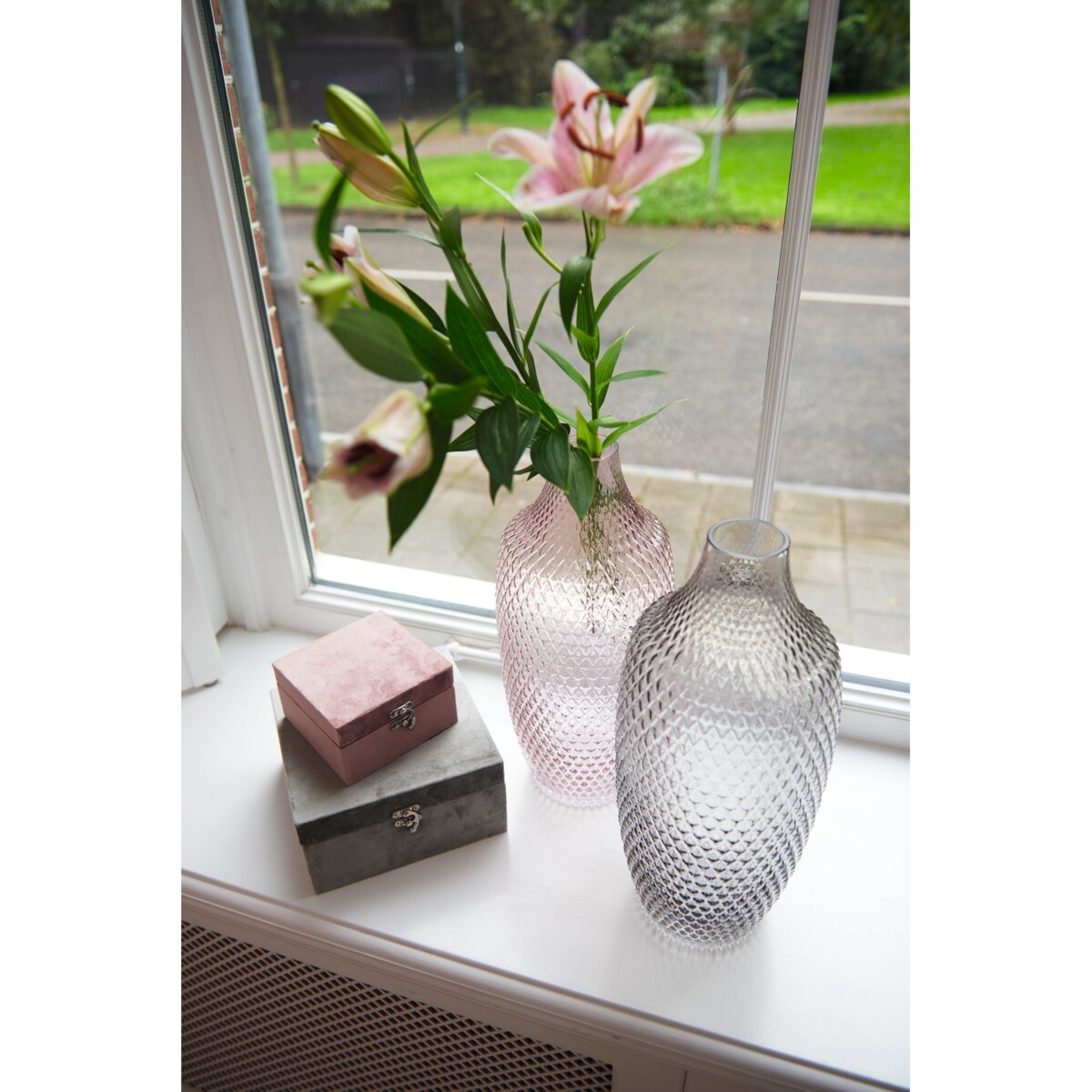 Wazon szklany h 30cm fiolet POESIA - Leonardo