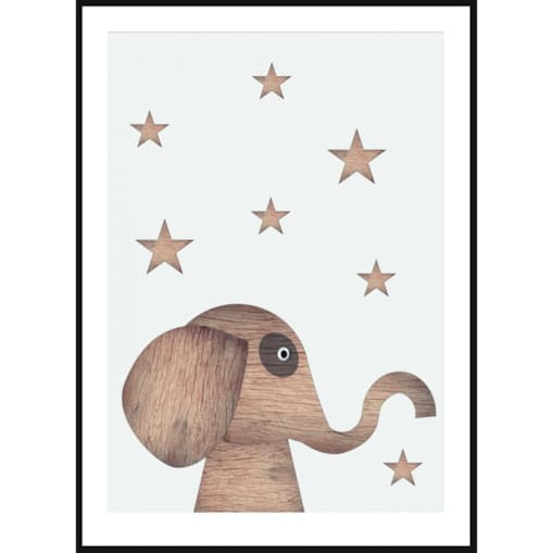 Poster Story, Plakat, Obraz - Drewniany Słonik, wymiary 42 x 60 cm