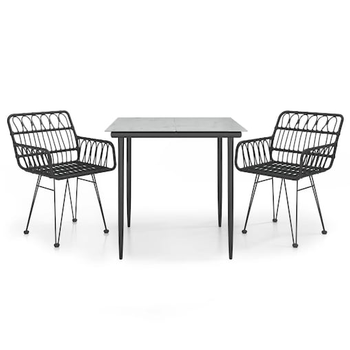 vidaXL 3-częściowy zestaw mebli ogrodowych, polirattan, czarny