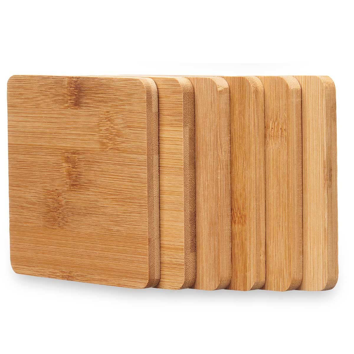 Podstawka pod kubek drewniana SQUARE, bambus, 6 sztuk