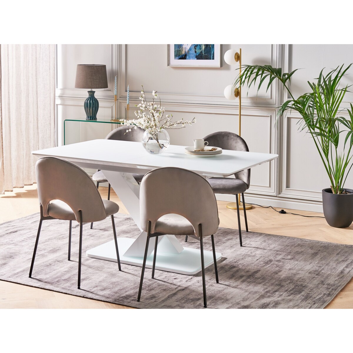 Stół do jadalni rozkładany 160/200 x 90 cm biały SALTUM