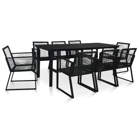 vidaXL 9-cz. zestaw mebli ogrodowych, rattan PVC, czarny