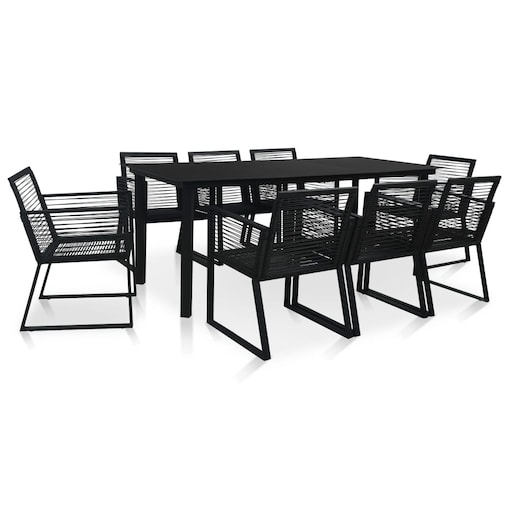 vidaXL 9-cz. zestaw mebli ogrodowych, rattan PVC, czarny
