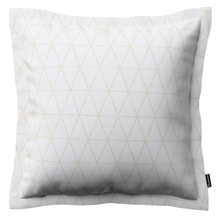 Poszewka Mona na poduszkę 45x45 beżowe trójkąty na kremowo-białym tle