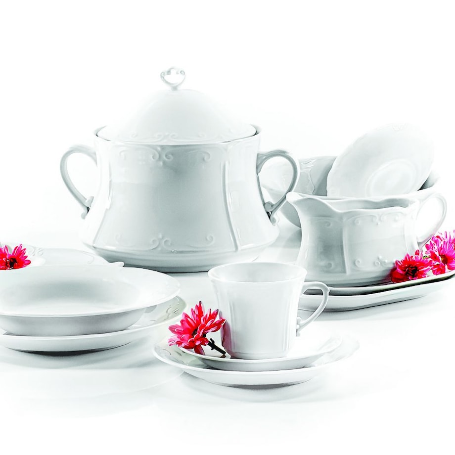 Serwis obiadowy dla 12 osób 44 el. Kamelia Biała C000