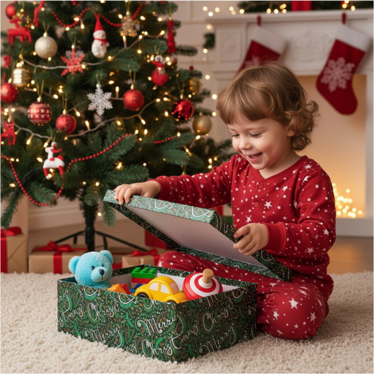 Pudełka Na Prezent Zestaw Pudełek Świąteczne 3 Rozmiary Kolorowe