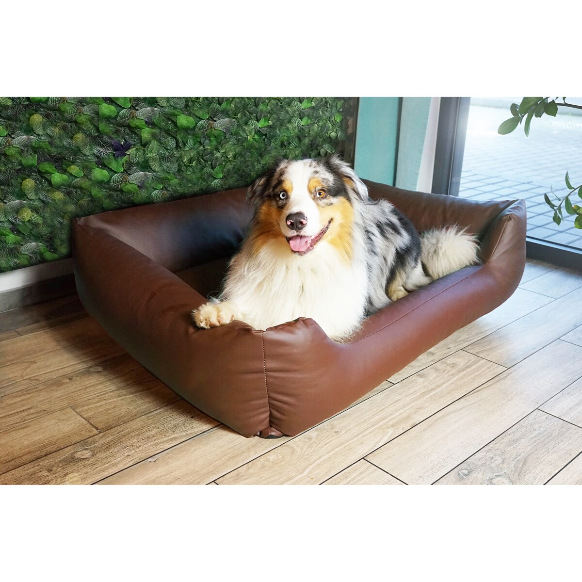 Legowisko dla psa z ekoskóry MARIO, 120x90 cm, Brąz
