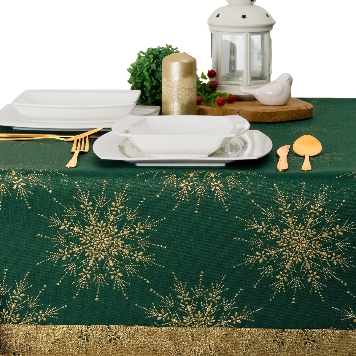 Obrus Śnieżynka zielony - 120x120 cm - zielony