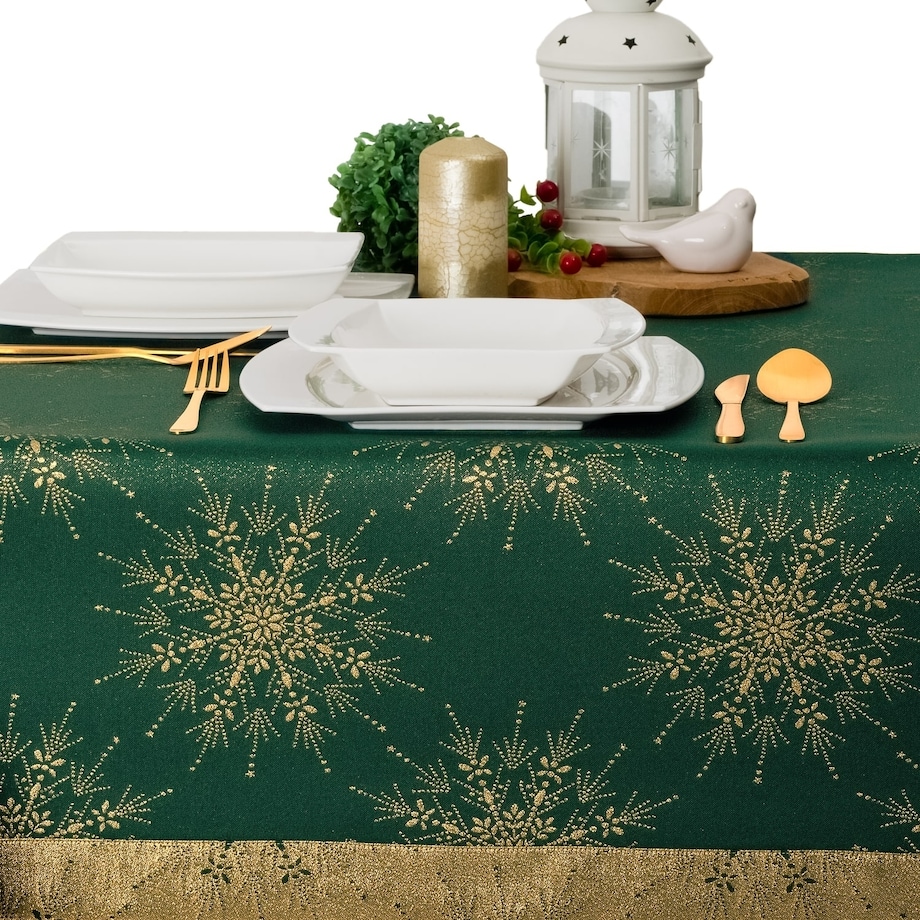 Obrus Śnieżynka zielony - 120x120 cm - zielony