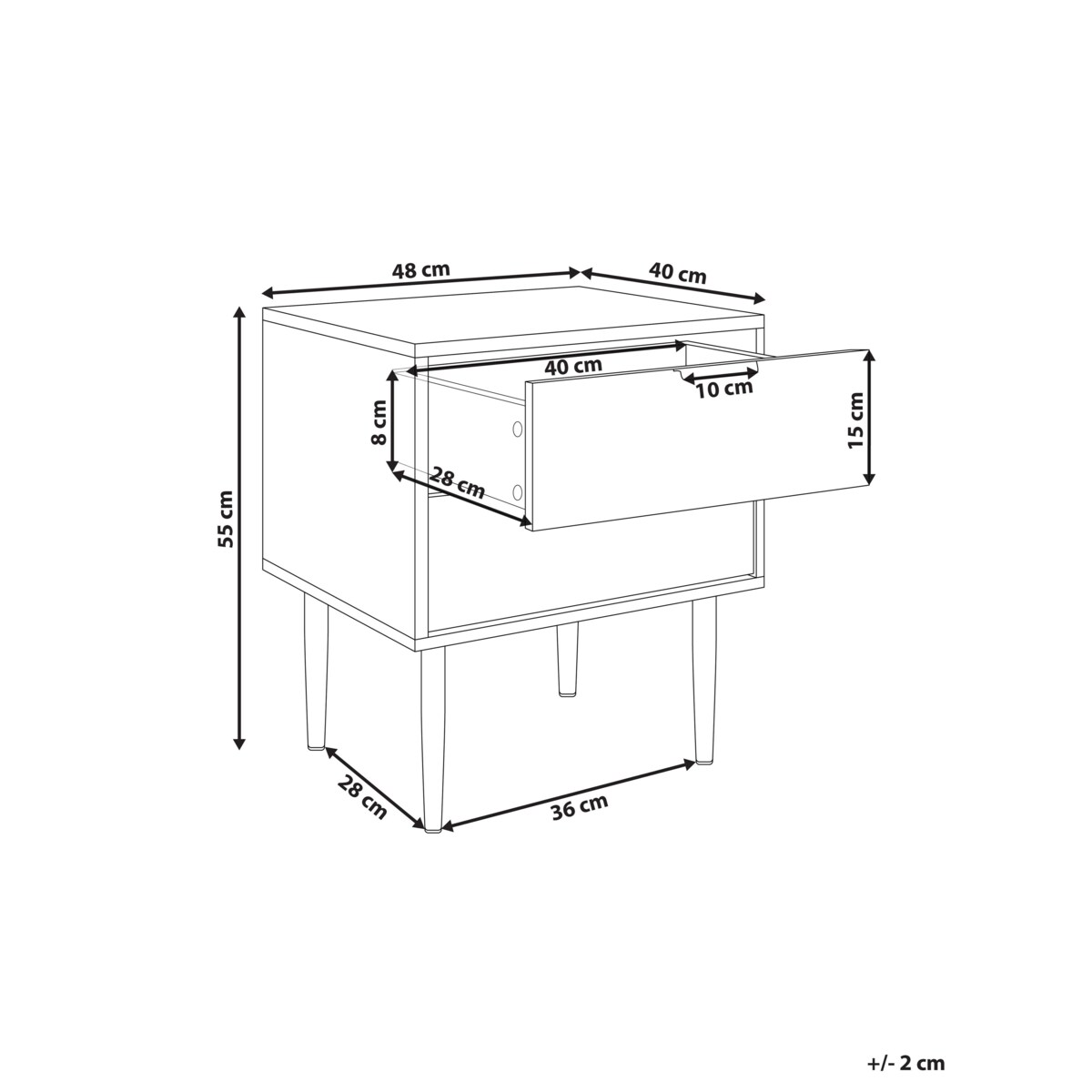 Szafka nocna 2 szuflady SOHO Biały