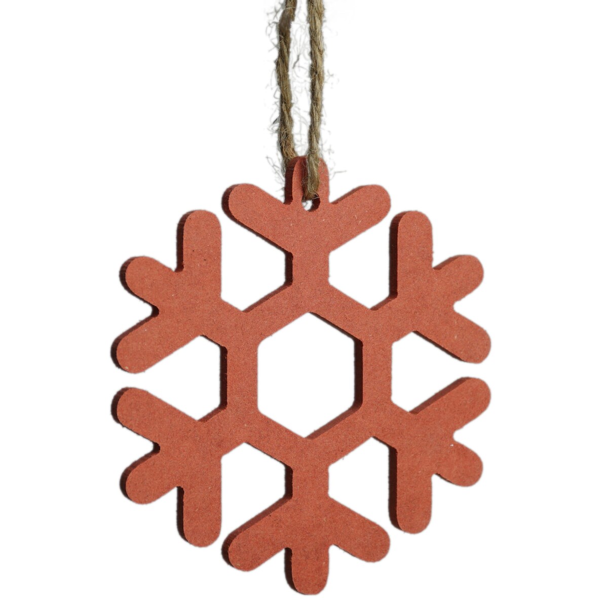 Drewniane ozdoby świąteczne do domu Śnieżynki czerwone 4szt.