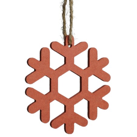 Drewniane ozdoby świąteczne do domu Śnieżynki czerwone 4szt.