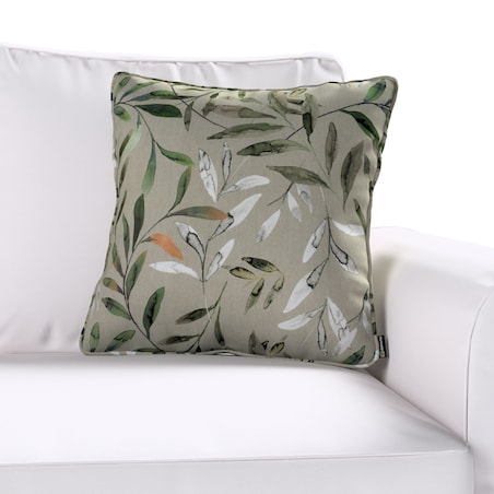 Poszewka Gabi na poduszkę 45x45 zielone gałązki na szarym tle
