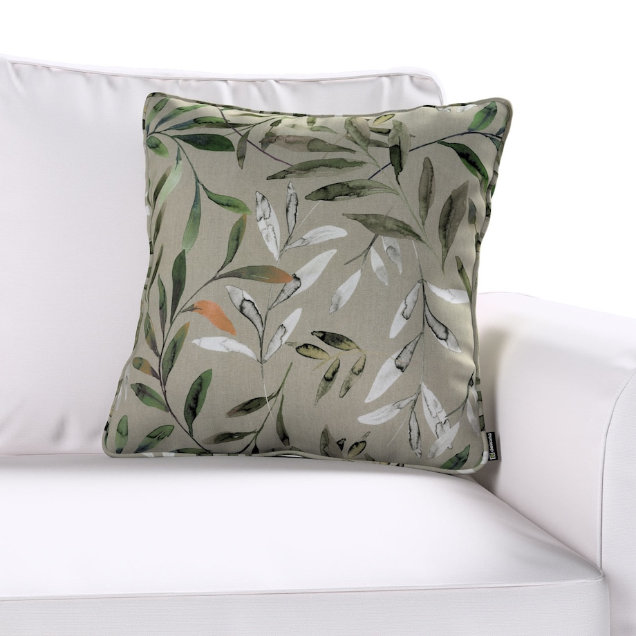 Poszewka Gabi na poduszkę 45x45 zielone gałązki na szarym tle