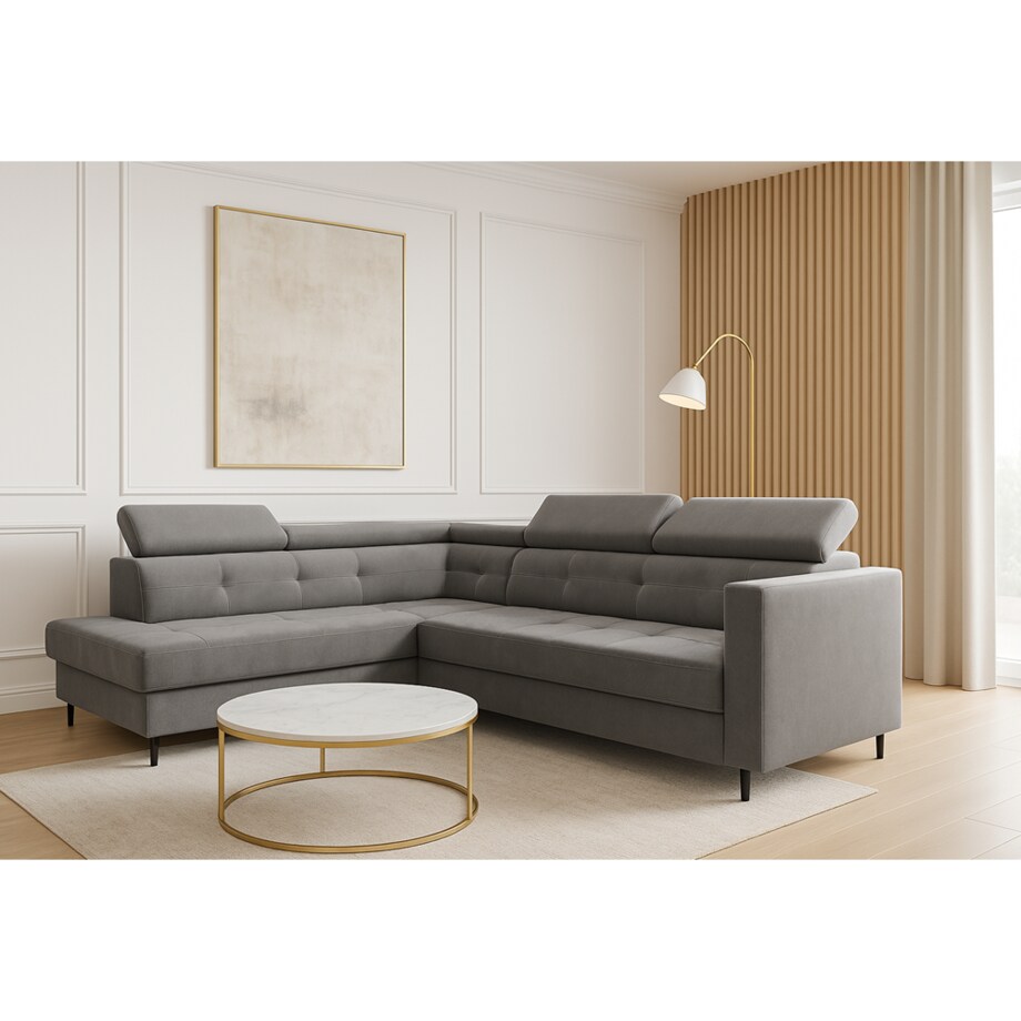 Lewostronny narożnik TAKO z funkcją spania - grafitowy