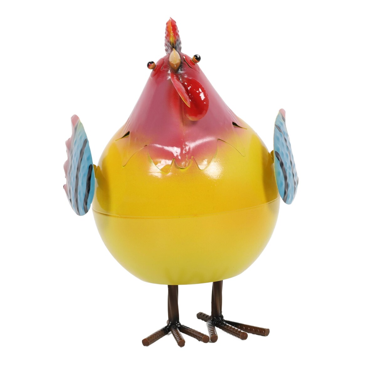 Kolorowa figurka metalowy kogut, 21 x 25 x 28 cm