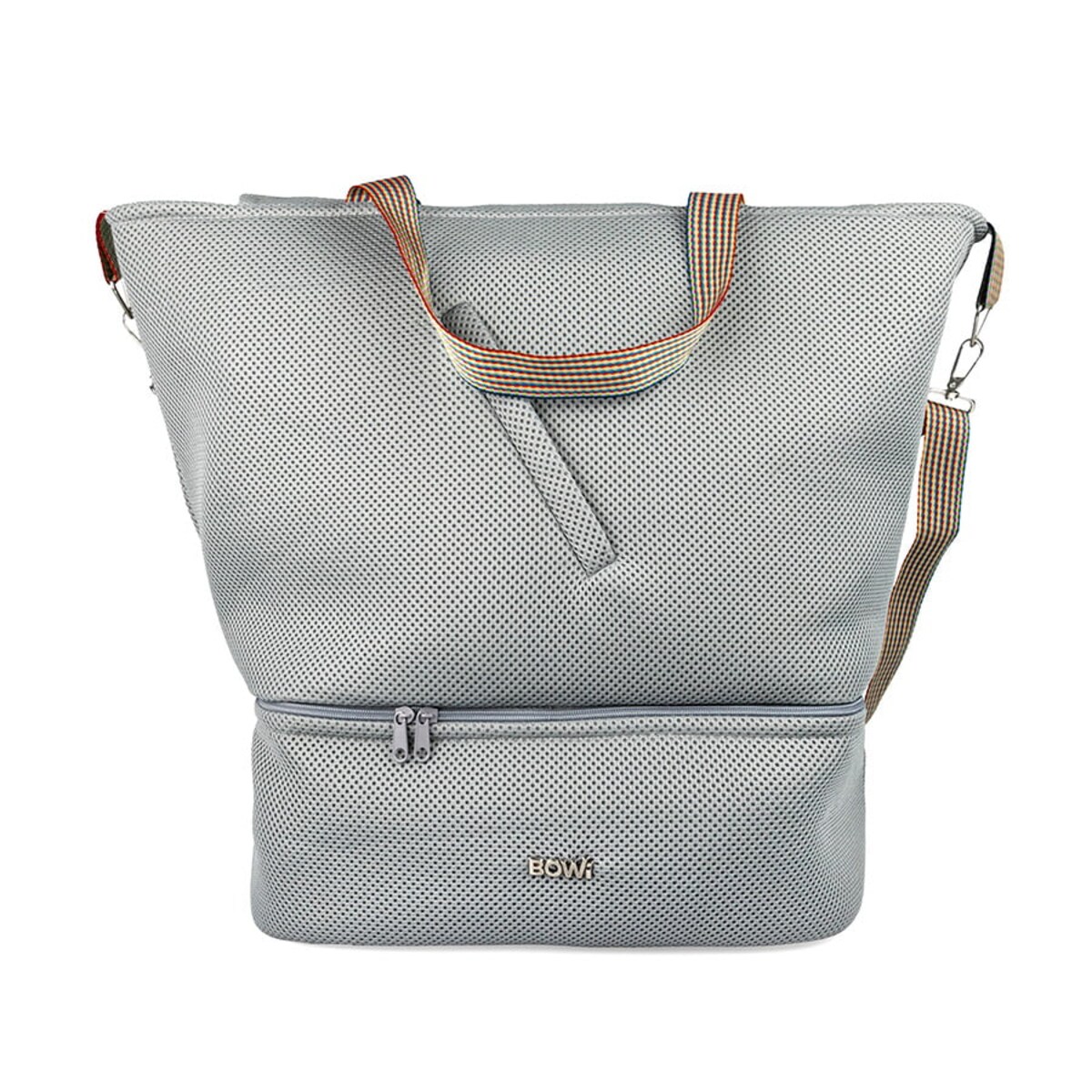 Torba sportowa na siłownię z kieszenią na buty, szara, zamek