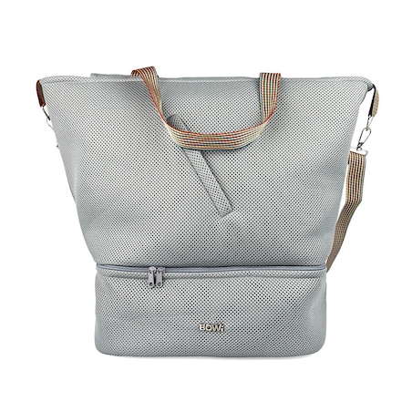 Torba sportowa na siłownię z kieszenią na buty, szara, zamek