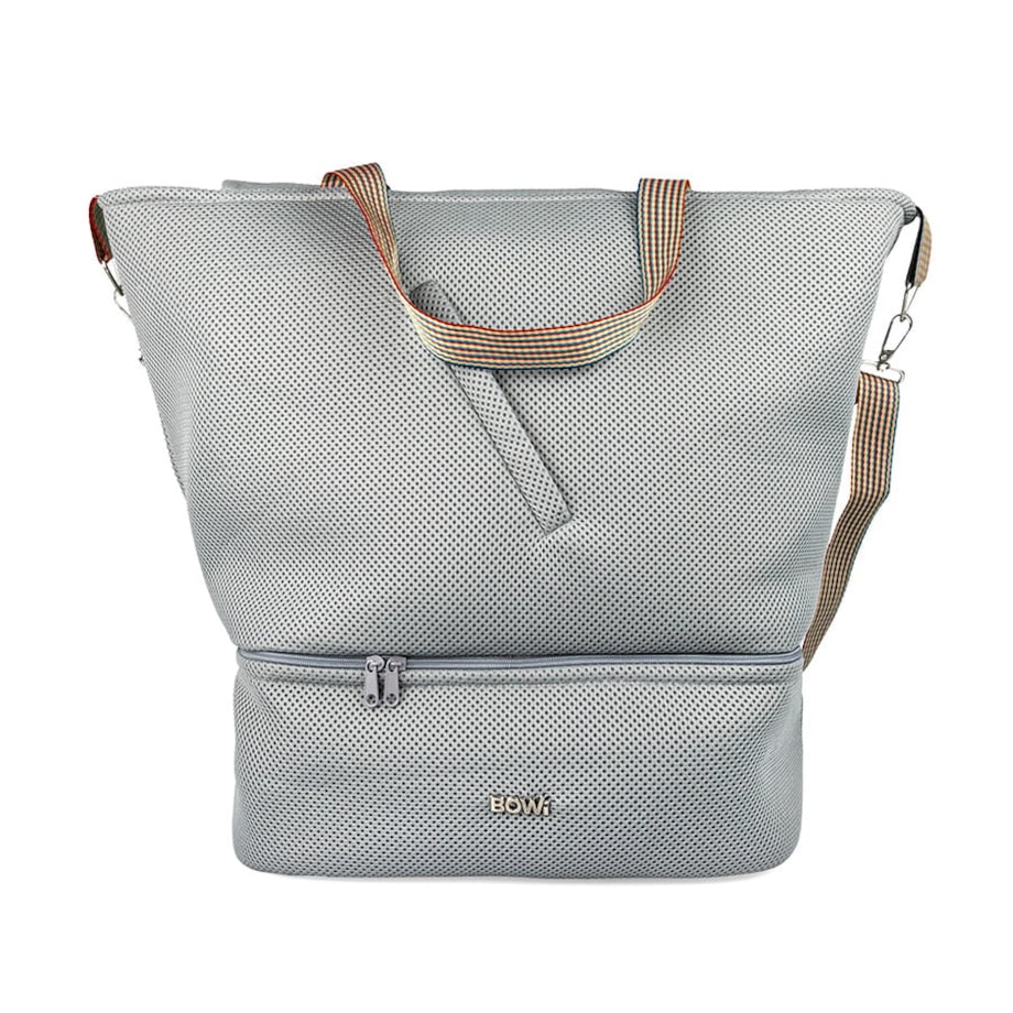 Torba sportowa na siłownię z kieszenią na buty, szara, zamek