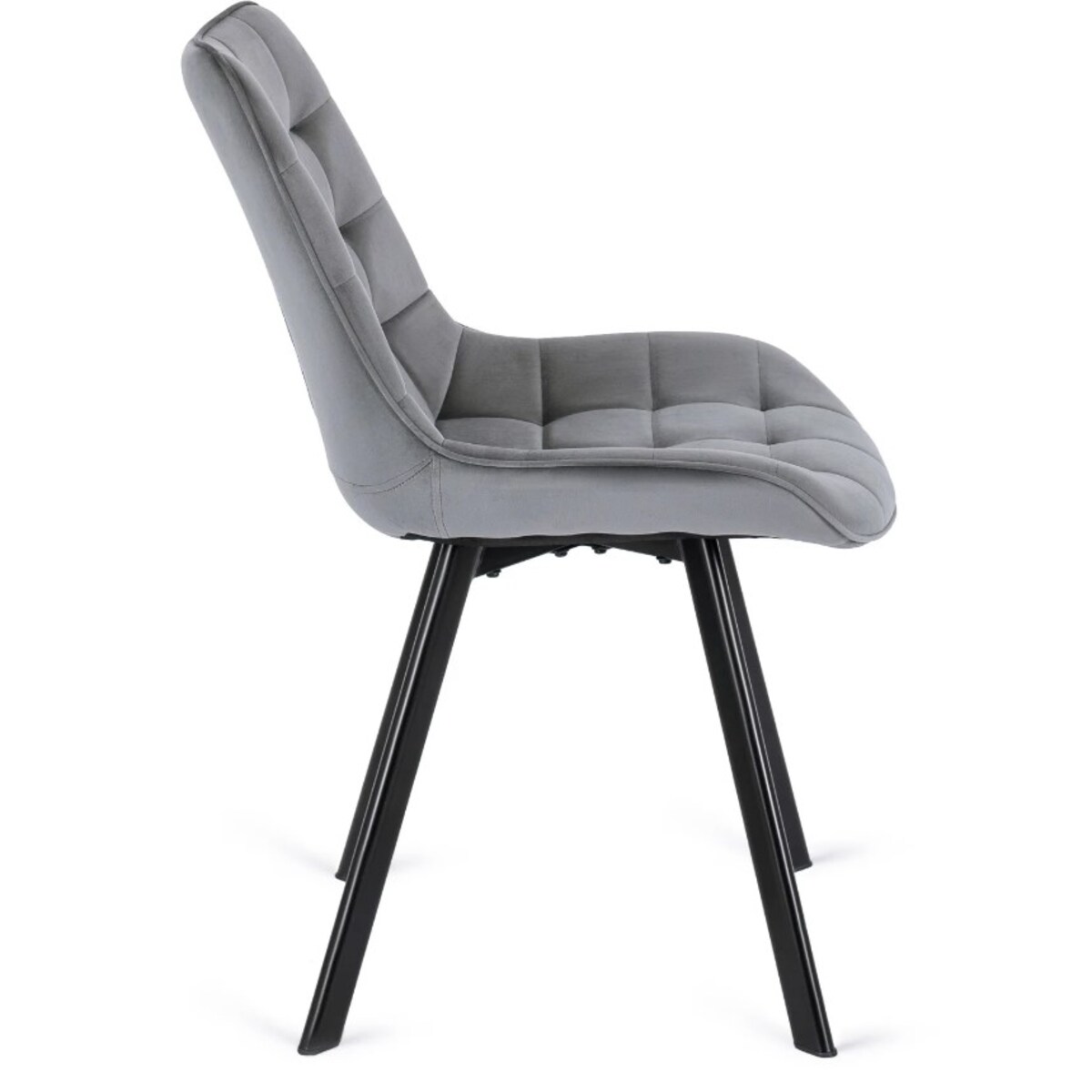 Krzesło Tapicerowane Welurowe Do Jadalni Salonu Loft RICK Szare Pikowane