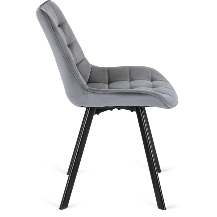 Krzesło Tapicerowane Welurowe Do Jadalni Salonu Loft RICK Szare Pikowane