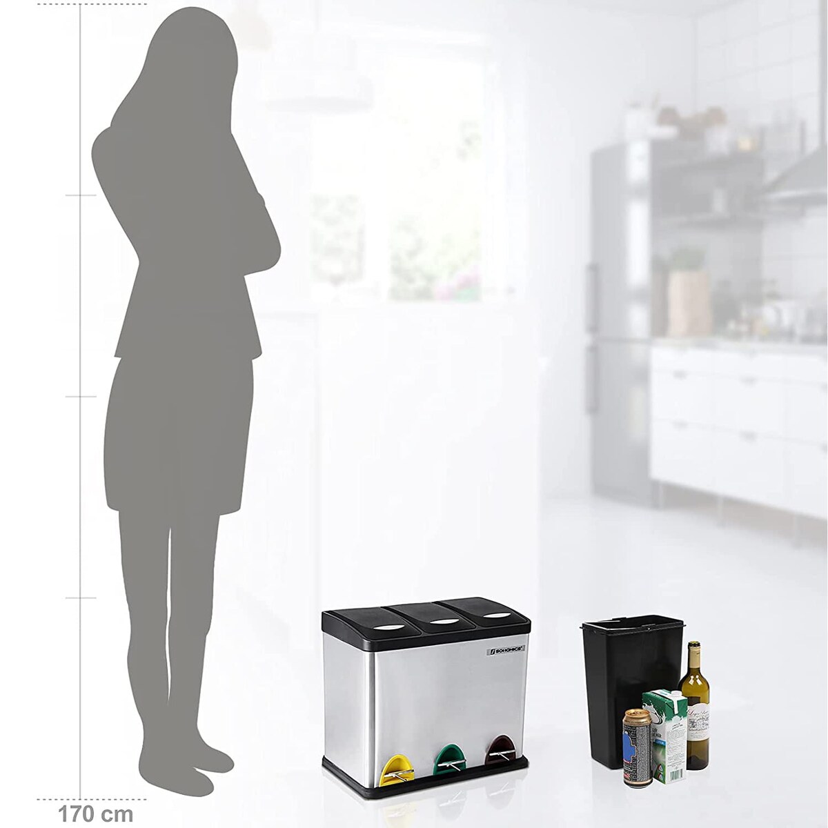 Kosz Na Śmieci do segregacji Srebrny