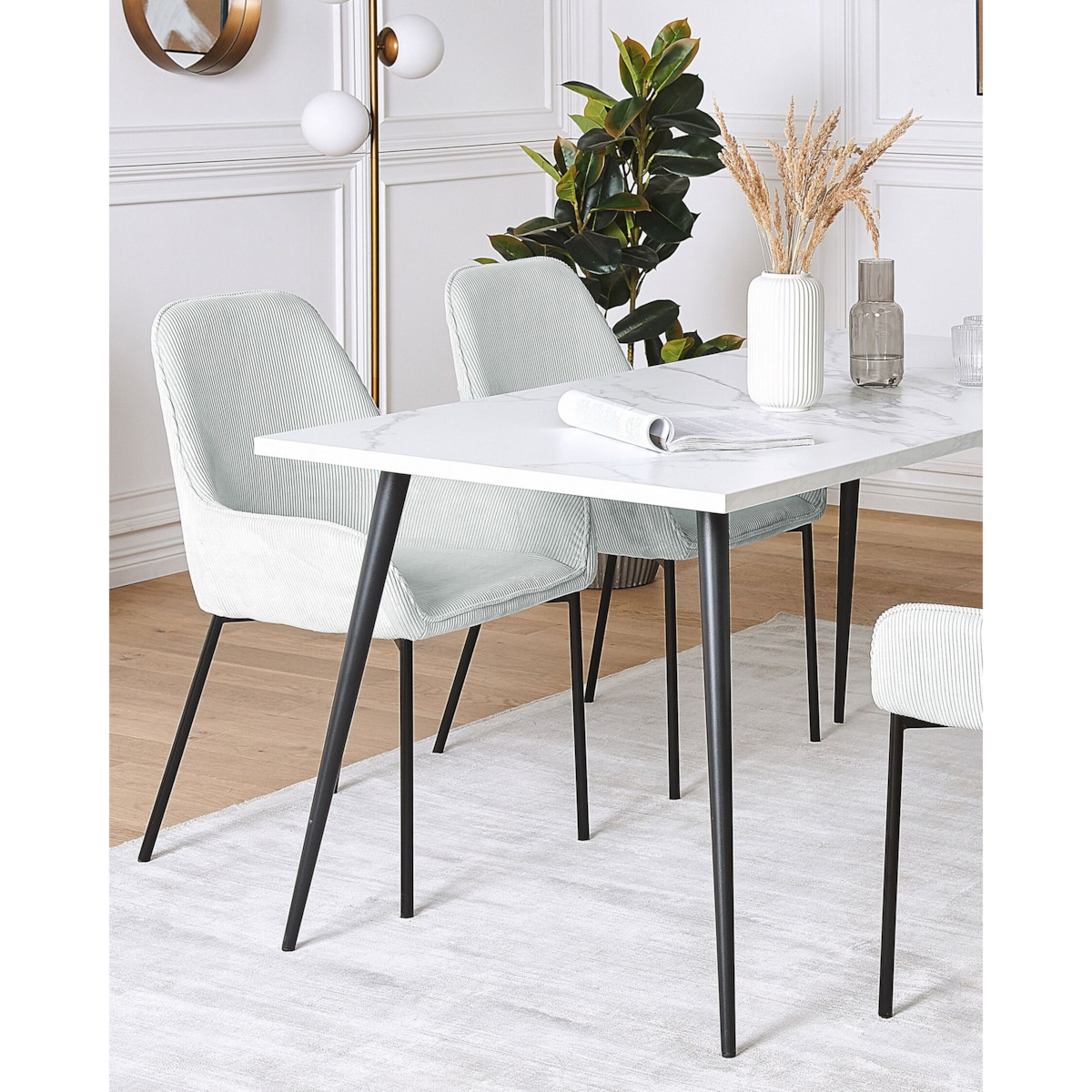 Zestaw 2 krzeseł do jadalni sztruksowy miętowy LOVERNA