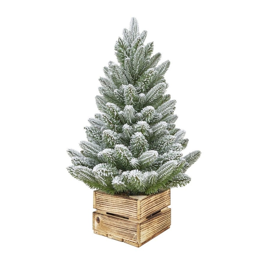 Dekoracja - choinka w skrzyni ZIMA 100x61 cm